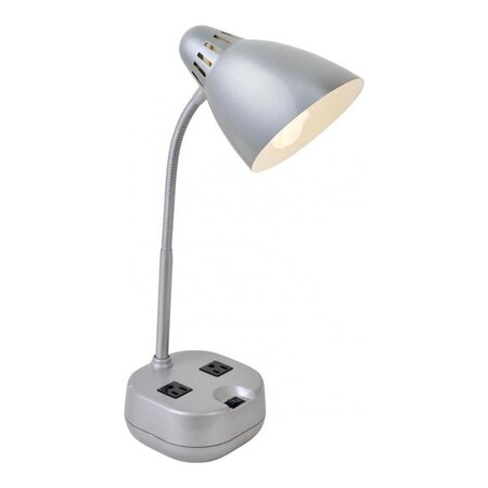 Lite Source Desk/Table Lamp Silver W/Outlet X2Pcs Type Cfl 13W LS-22375SILV